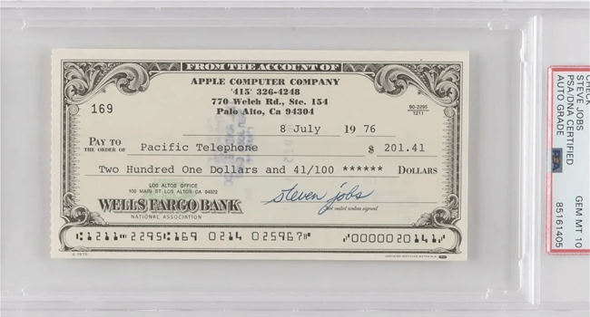 Чек с подписью Стива Джобса может побить все рекорды аукционов